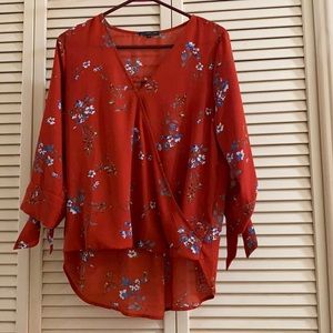 West Kei Tie Sleeve High Low Blouse